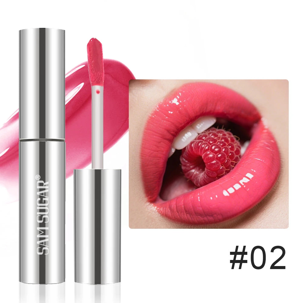 High Shine Lip Gloss Waterproof Smudge Proof Extended Wear Hydrating Raspberry Flavor Colorfast Lip Glaze