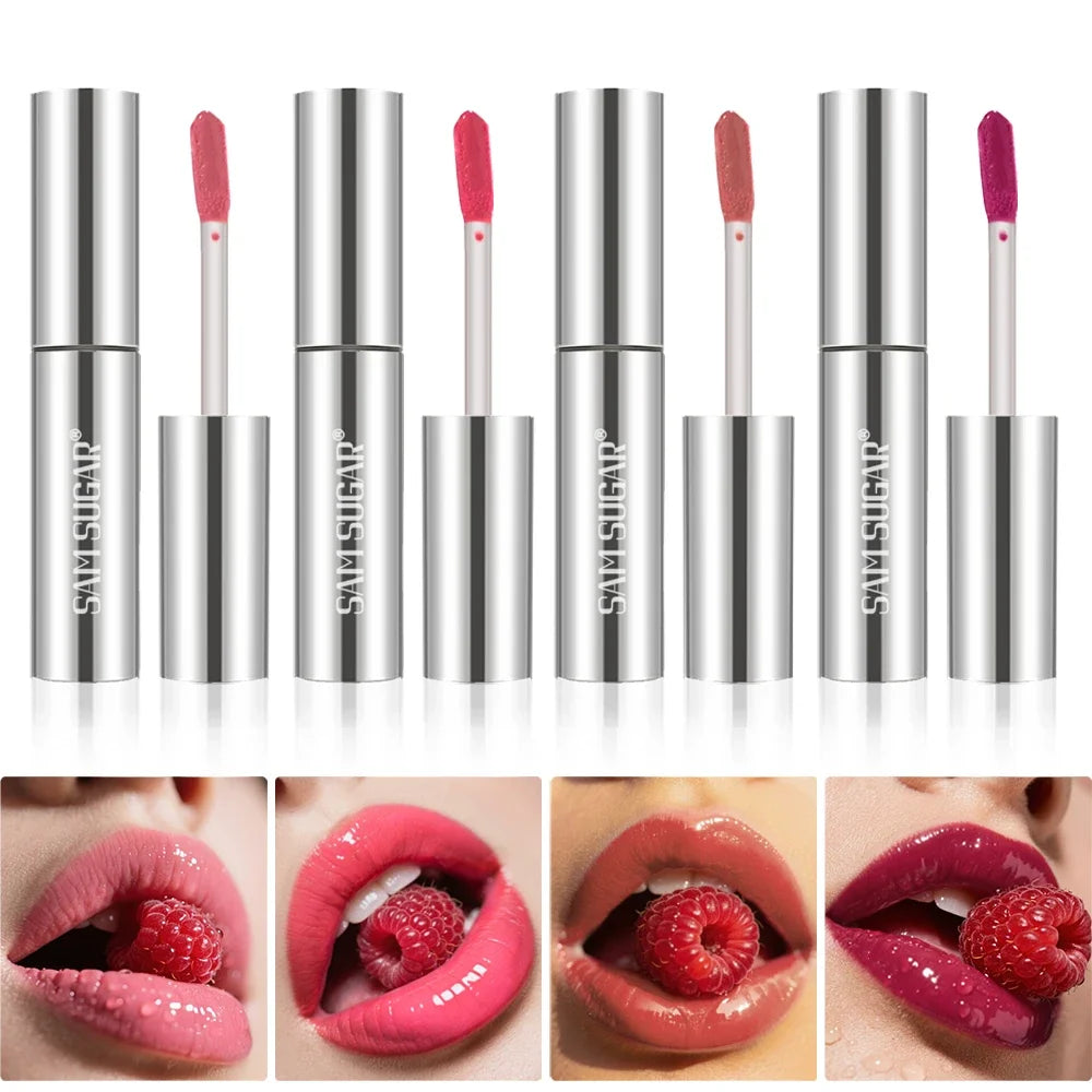 High Shine Lip Gloss Waterproof Smudge Proof Extended Wear Hydrating Raspberry Flavor Colorfast Lip Glaze