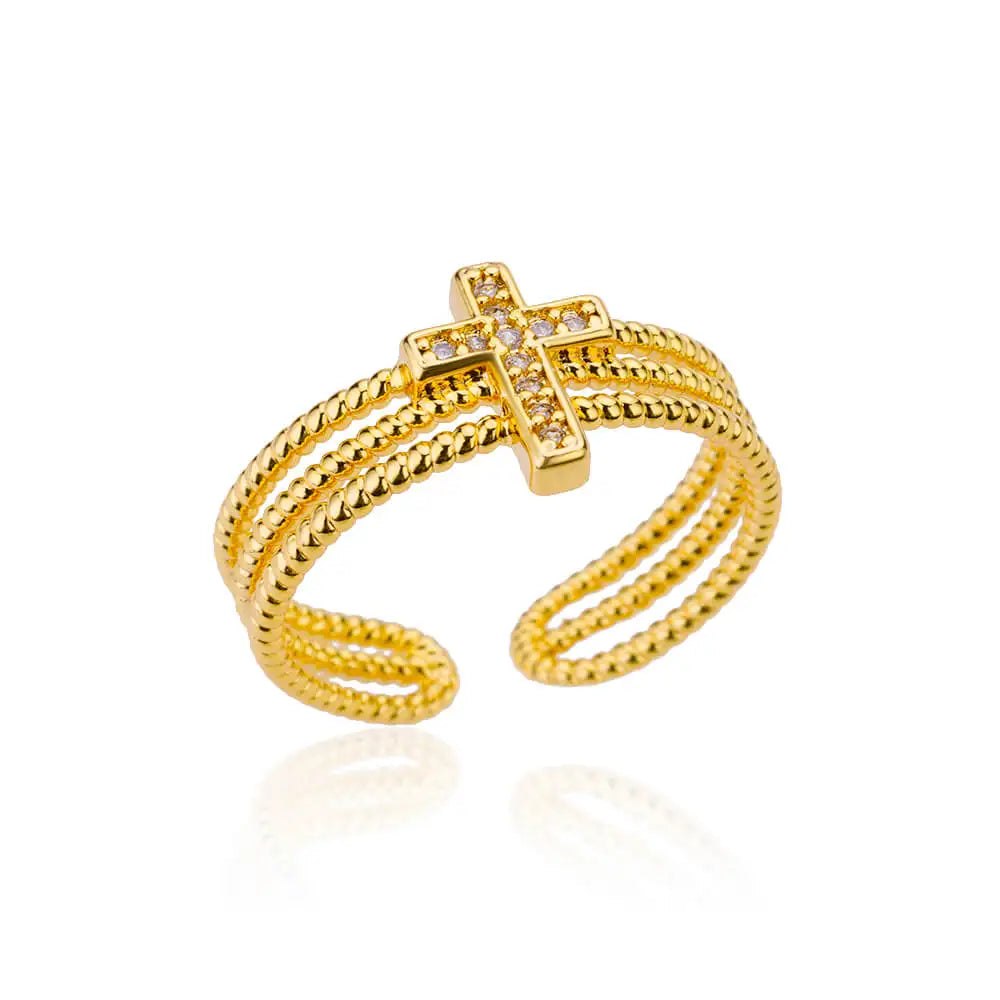 New in Zircon Cross Rings for Women Adjustable Stainless Steel Cross Ring Femme Design Luxury Wedding Jewerly Gift 2026 Anillos