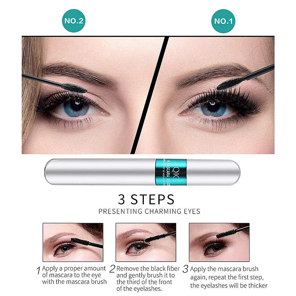 Double In-One Mascara Silk Fiber Mascara Waterproof Mascara for Eyelash Extension Black Thick Lengthening Eye Lashes Cosmetics