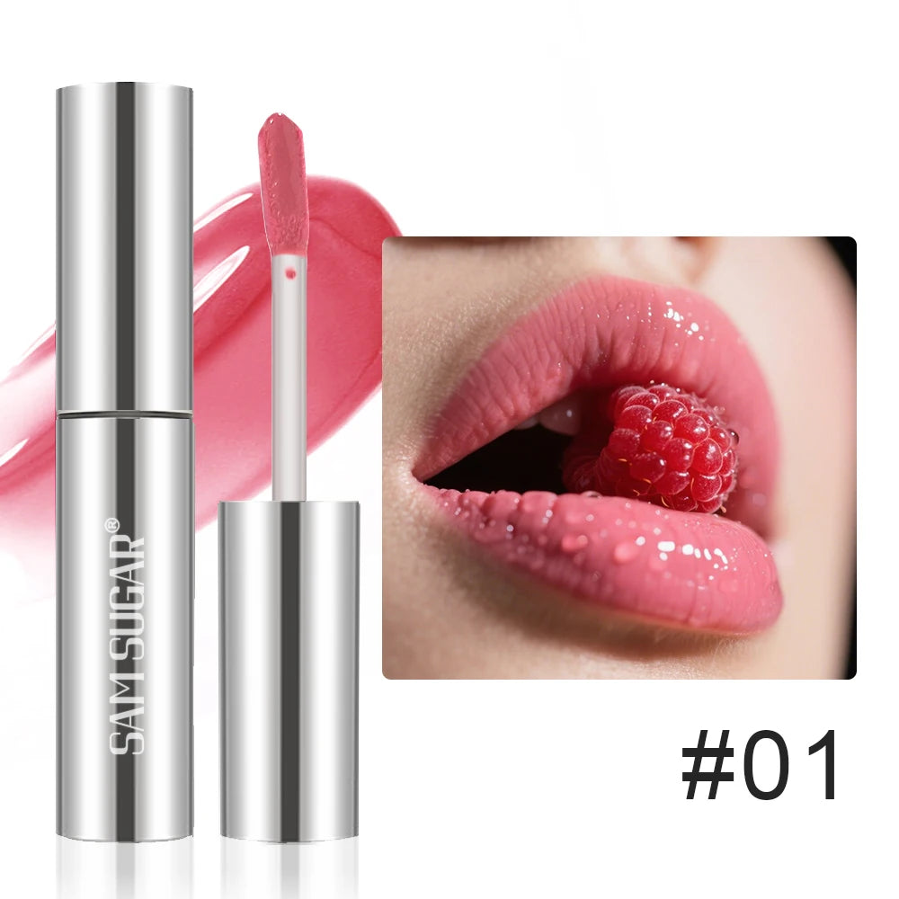 High Shine Lip Gloss Waterproof Smudge Proof Extended Wear Hydrating Raspberry Flavor Colorfast Lip Glaze