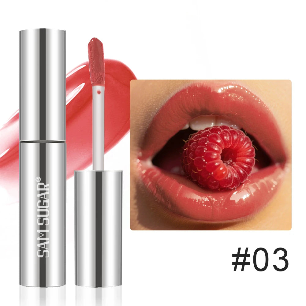 High Shine Lip Gloss Waterproof Smudge Proof Extended Wear Hydrating Raspberry Flavor Colorfast Lip Glaze