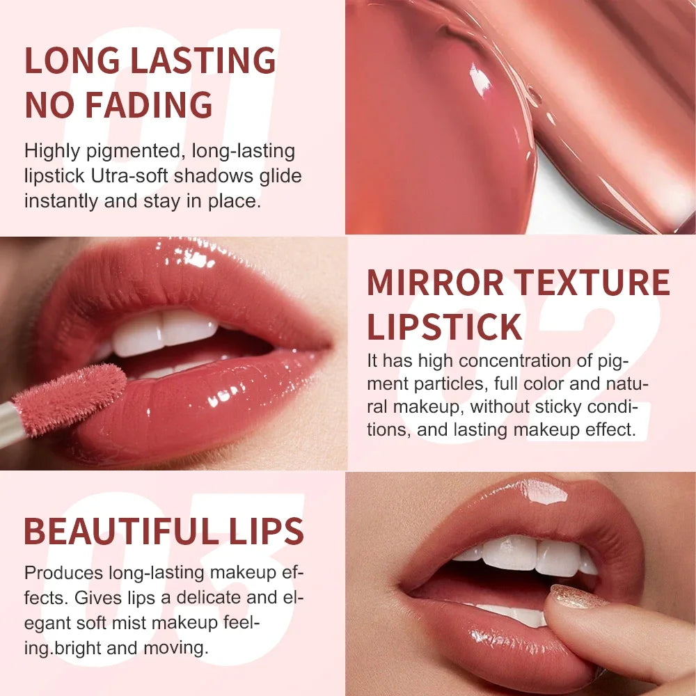 High Shine Lip Gloss Waterproof Smudge Proof Extended Wear Hydrating Raspberry Flavor Colorfast Lip Glaze