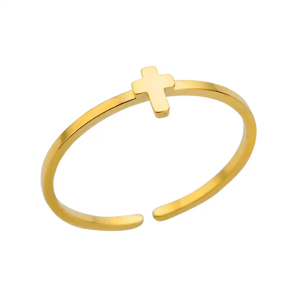 New in Zircon Cross Rings for Women Adjustable Stainless Steel Cross Ring Femme Design Luxury Wedding Jewerly Gift 2026 Anillos