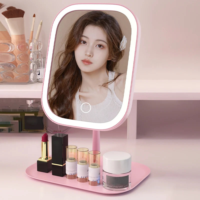 LED Light European Makeup Mirror Desktop Folding Makeup Mirror with Light Fill-In Desktop Vanity Mirror Desktop Mirror