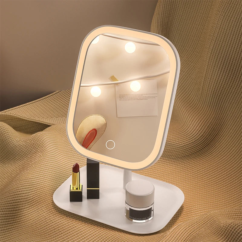 LED Light European Makeup Mirror Desktop Folding Makeup Mirror with Light Fill-In Desktop Vanity Mirror Desktop Mirror