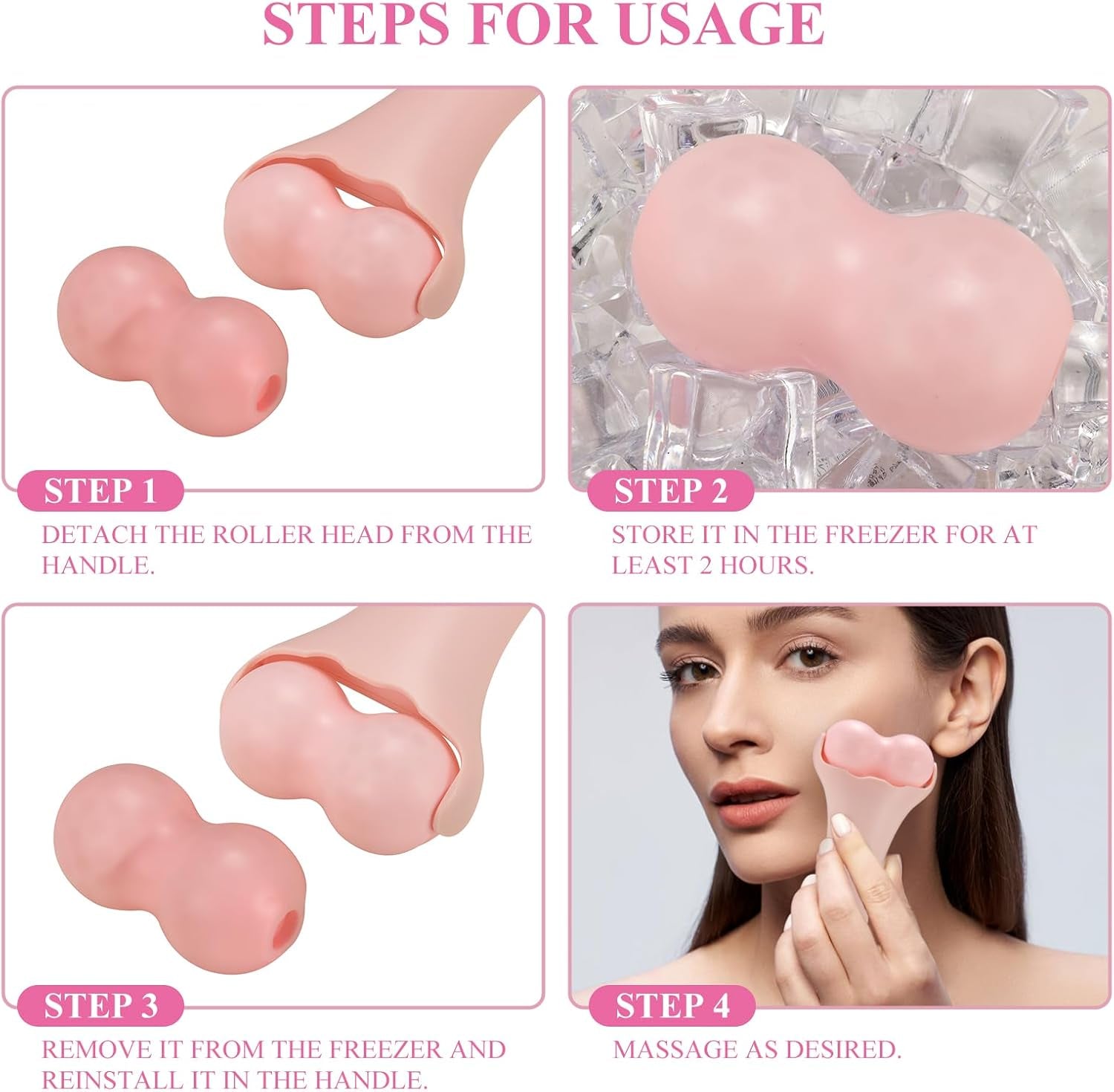Facials Ice Roller, Ice Roller for Face/Body/Neck, Face Roller Massager for Daily Beauty Skin Care