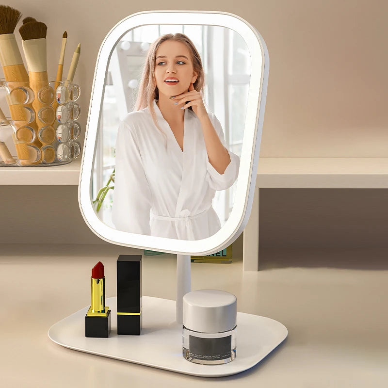 LED Light European Makeup Mirror Desktop Folding Makeup Mirror with Light Fill-In Desktop Vanity Mirror Desktop Mirror