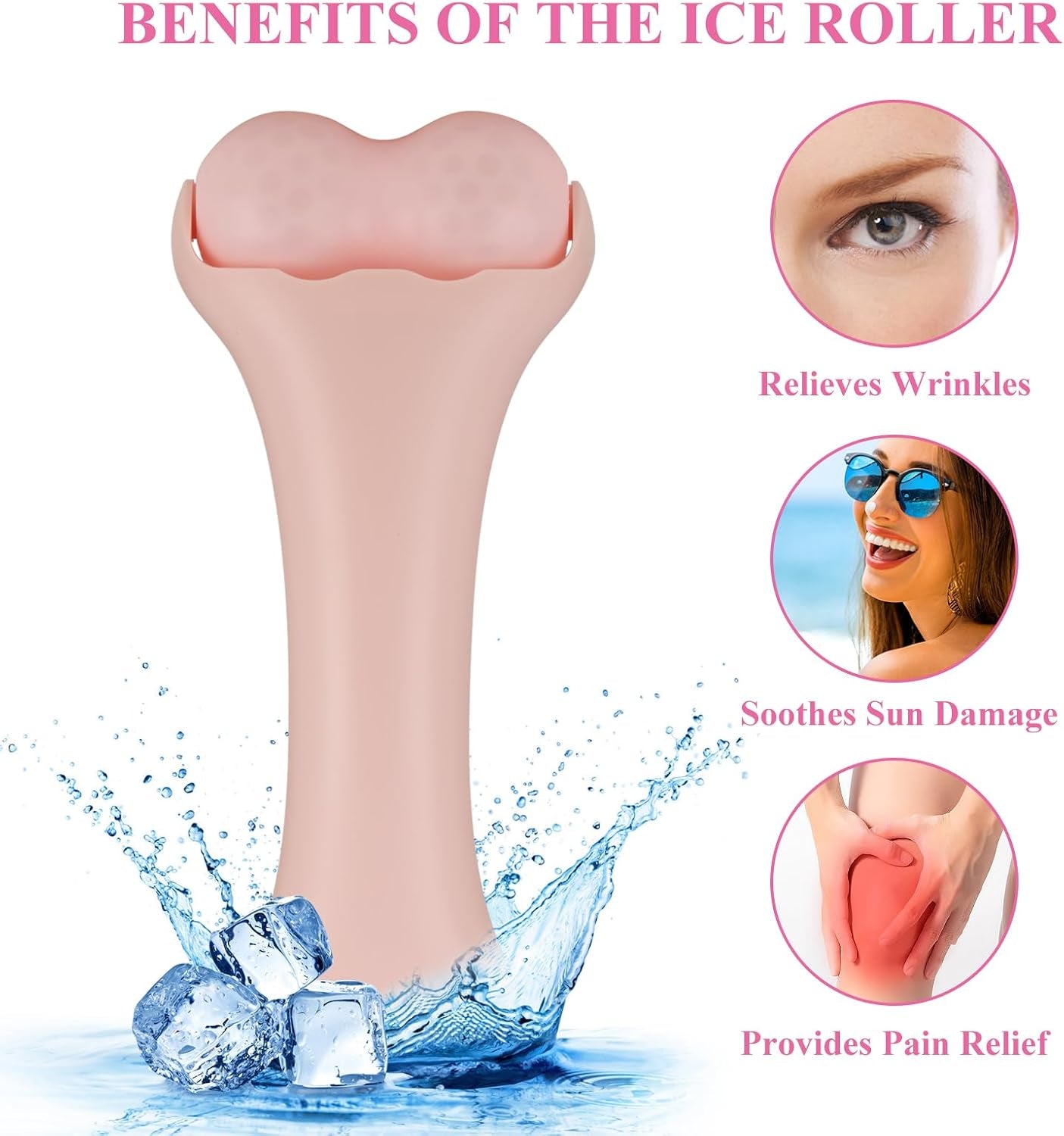 Facials Ice Roller, Ice Roller for Face/Body/Neck, Face Roller Massager for Daily Beauty Skin Care