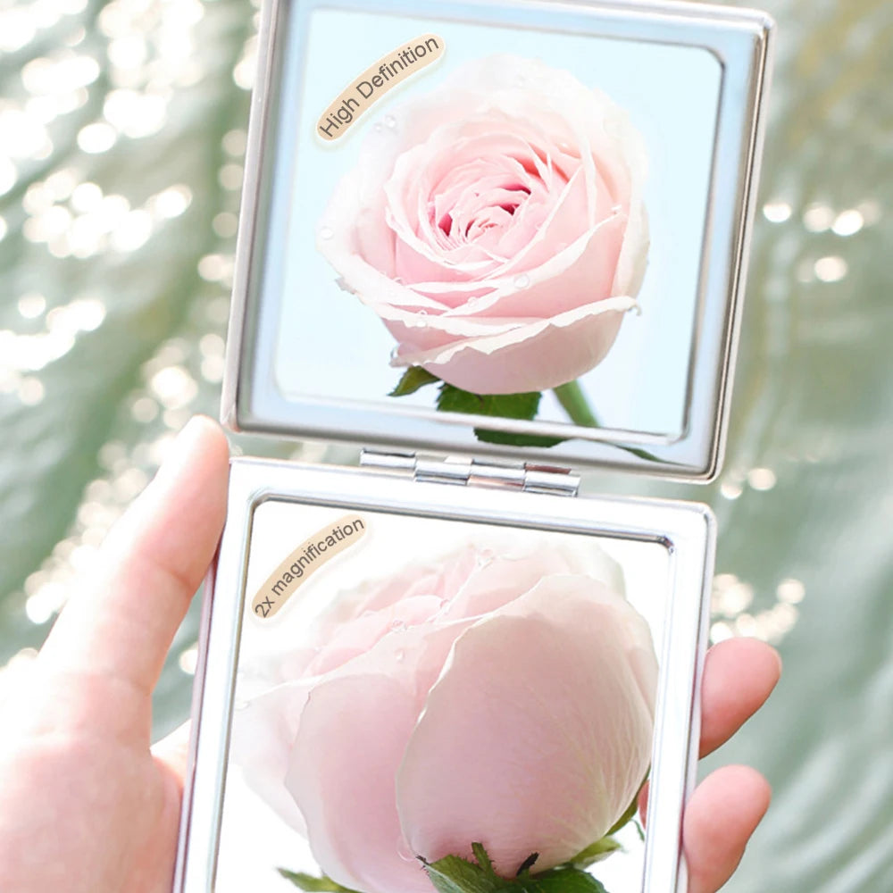 Mini Portable Makeup Mirror Fashion Leopard Print Folding Mirror Pocket Handheld Small Mirror Travel Portable Mirror Makeup Tool