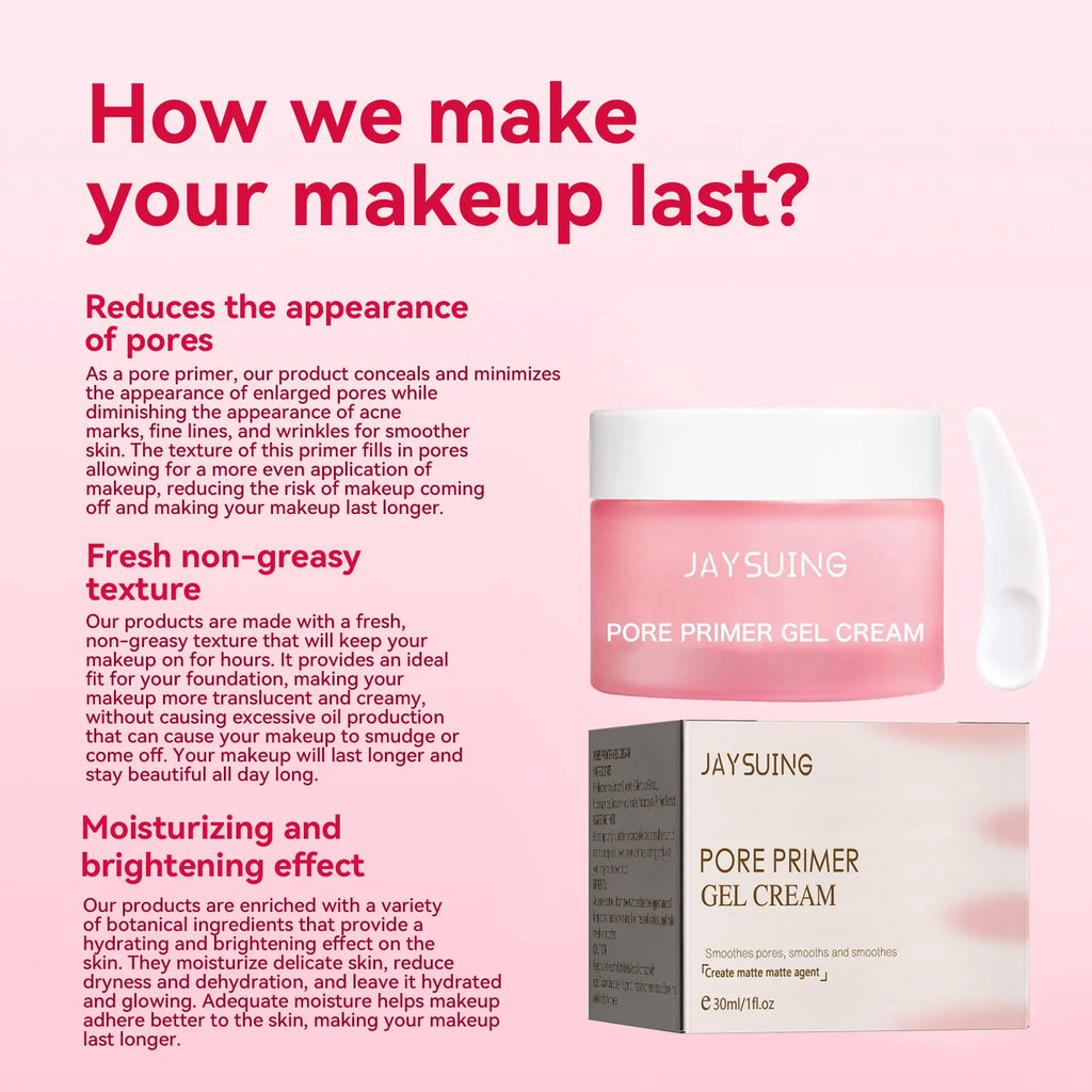 Facial Invisible Pore Primer Cream Long Lasting Base Makeup Natural Matte Oil Control Refreshing Moisturizing Face Isolation Gel