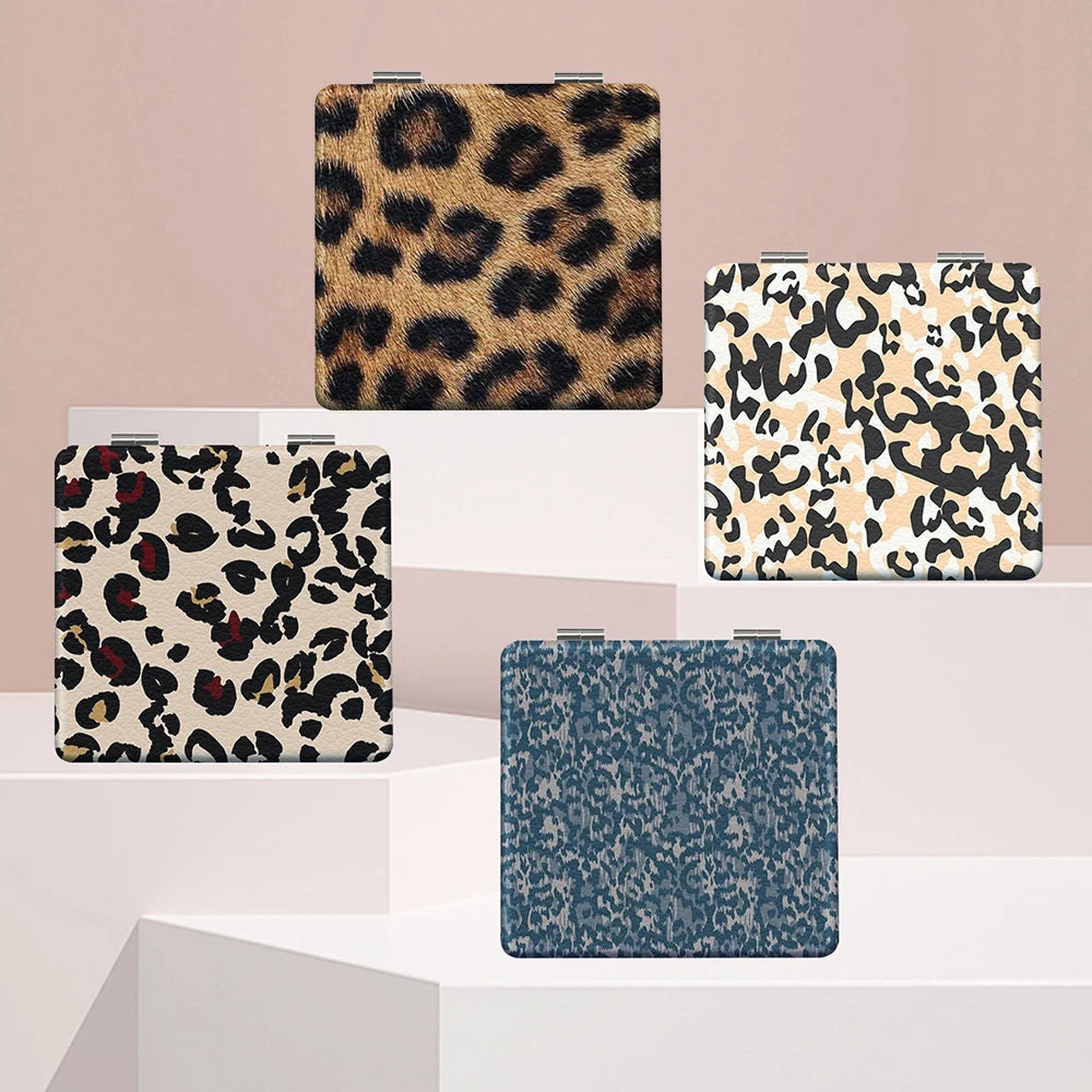 Leopard Print Folding Mirror