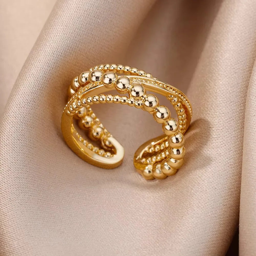 Stainless Steel Belt Rings for Women Zircon Adjustable Belt Finger Ring Femme Geometric Wedding Aesthetic Jewerly Gift Anillos