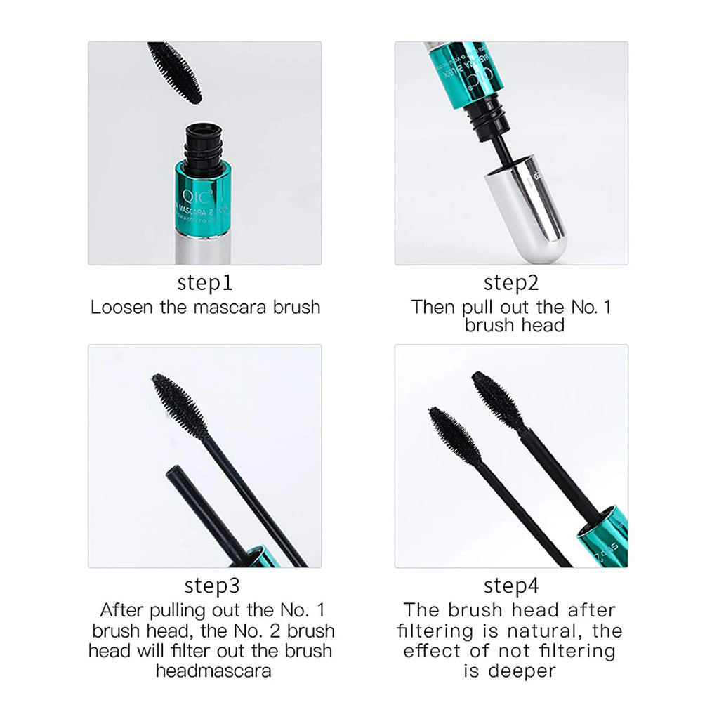 Double In-One Mascara Silk Fiber Mascara Waterproof Mascara for Eyelash Extension Black Thick Lengthening Eye Lashes Cosmetics