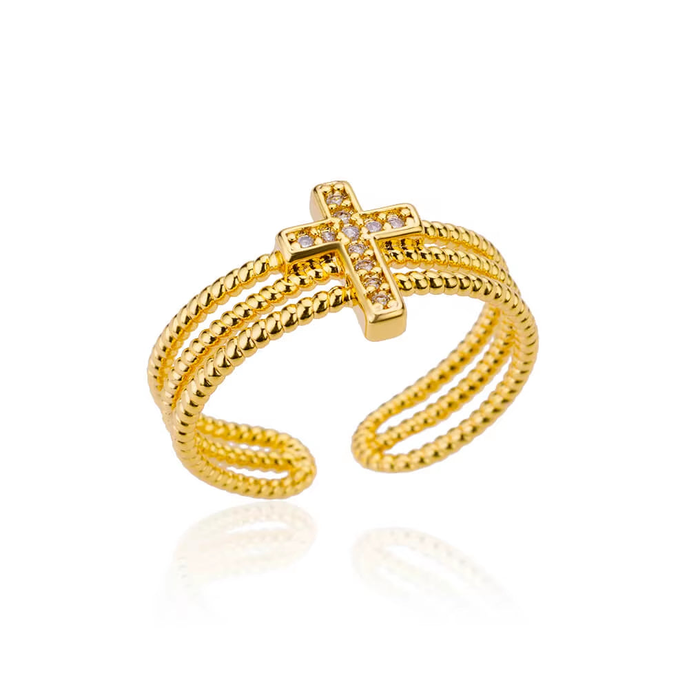 New in Zircon Cross Rings for Women Adjustable Stainless Steel Cross Ring Femme Design Luxury Wedding Jewerly Gift 2026 Anillos
