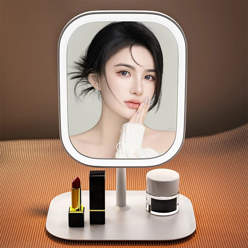 LED Light European Makeup Mirror Desktop Folding Makeup Mirror with Light Fill-In Desktop Vanity Mirror Desktop Mirror