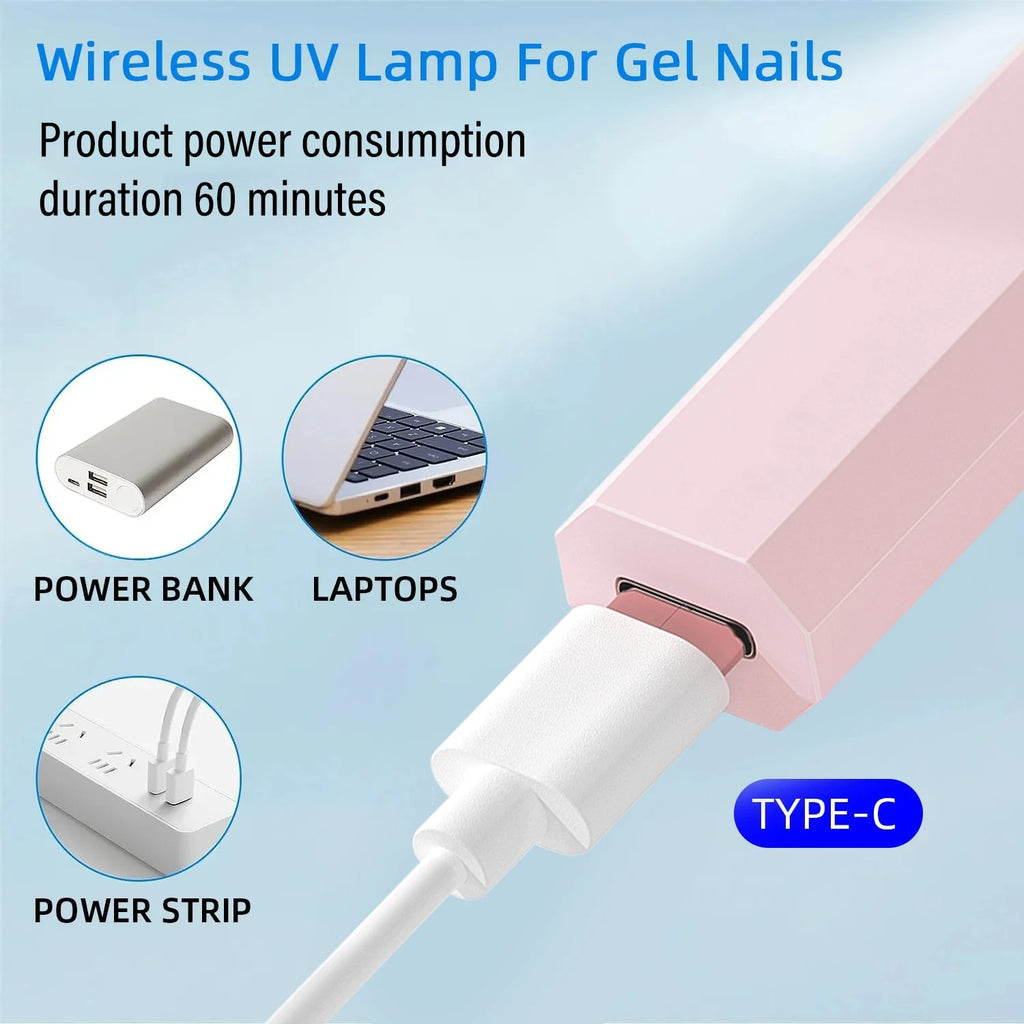 LINMANDA Rechargeable Mini UV LED Nail Lamp Handheld Nail Drying Lamp for Curing All Gel Polish Nail Dryer Machine UV Light